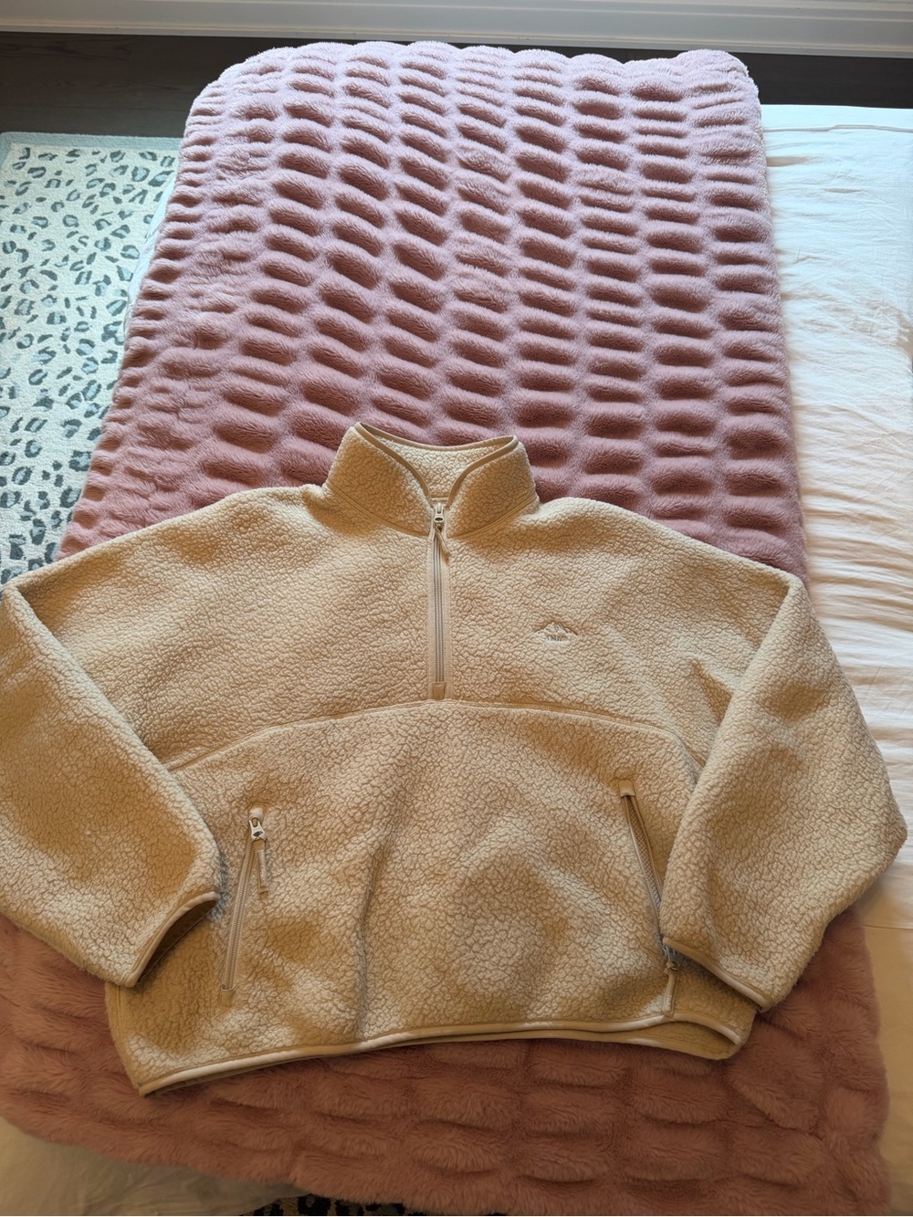TNA Cream Sherpa Fleece Pullover Jacket